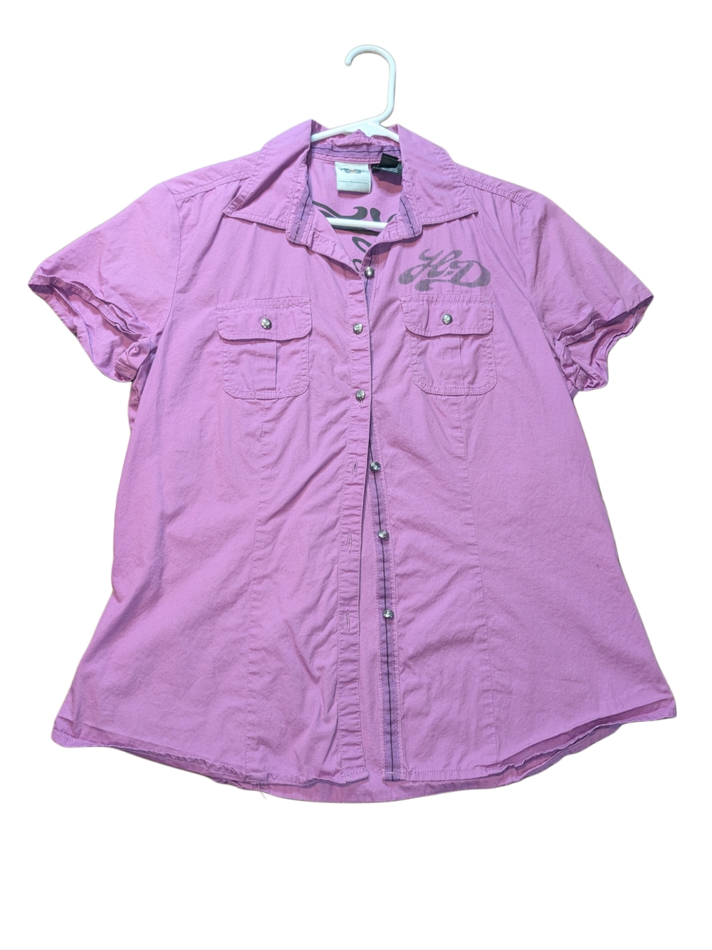 Harley-Davidson Purple Short-Sleeve Button-Down Shirt